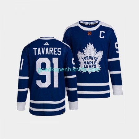 Toronto Maple Leafs John Tavares 91 Adidas 2022 Reverse Retro Blauw Authentic Shirt - Mannen